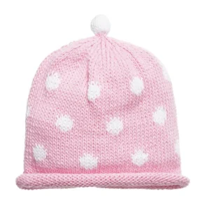 Merry Berries Pink white spot knitted baby hat