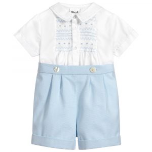 Sarah Louise Boys Hand-Smocked Shorts Set