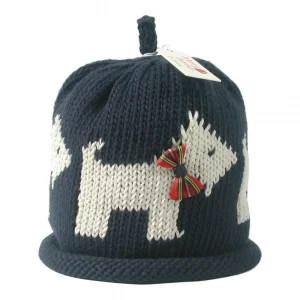 Merry Berries Navy scottie knitted baby hat