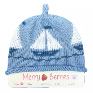 Merry Berries Sky white Boat knitted baby hat