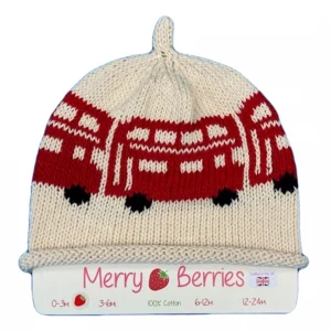 Merry Berries London Bus knitted baby hat