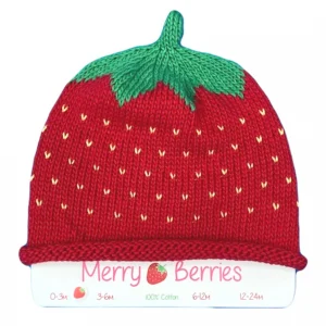 Merry Berries Strawberry knitted baby hat