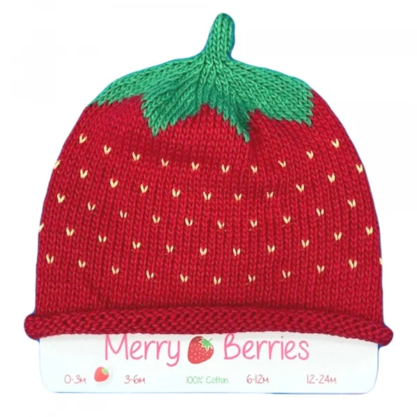 Merry Berries Strawberry knitted baby hat