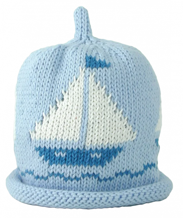 Merry Berries Sky white Boat knitted baby hat