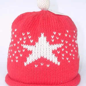 Merry Berries red with cream star baby hat