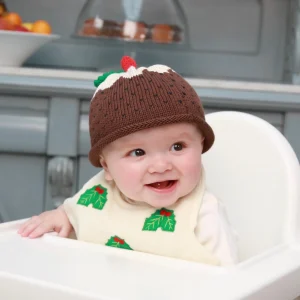 Merry Berries Christmas Pudding knitted baby hat