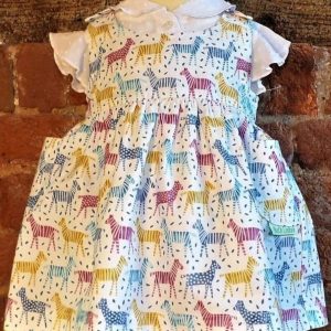 Ruth Lednik Reversible Pinafore Dress Zebras and flowers