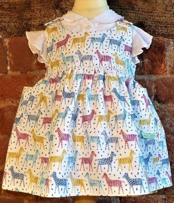 Ruth Lednik Reversible Pinafore Dress Zebras and flowers