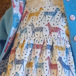 Ruth Lednik Reversible Pinafore Dress Zebras and flowers