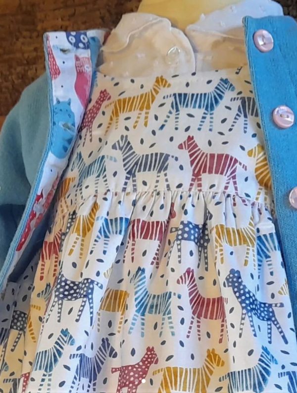 Ruth Lednik Reversible Pinafore Dress Zebras and flowers