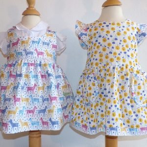 Ruth Lednik Reversible Pinafore Dress Zebras and flowers