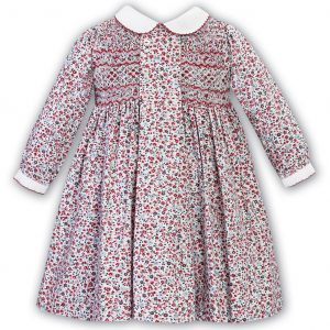 Poppy Red Floral Smocked Dress by Sarah Louise