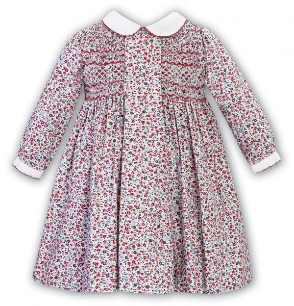 Poppy Red Floral Smocked Dress by Sarah Louise