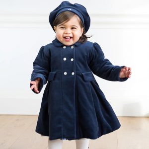 Rosanna Navy Velour Girls Coat & Hat Set by Emile et Rose