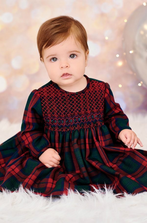 Baby Red and Green Tartan Check Dress by Sarah Louise