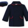 Coat & Cap Navy Blue With Red Trim by Sarah Louise