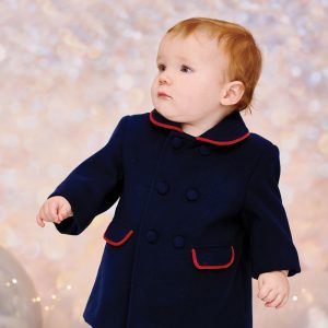 Coat & Cap Navy Blue With Red Trim by Sarah Louise