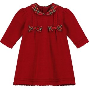 Elizabeth Red Knit Baby Girl Party Dress by Emile et Rose