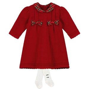 Elizabeth Red Knit Baby Girl Party Dress by Emile et Rose