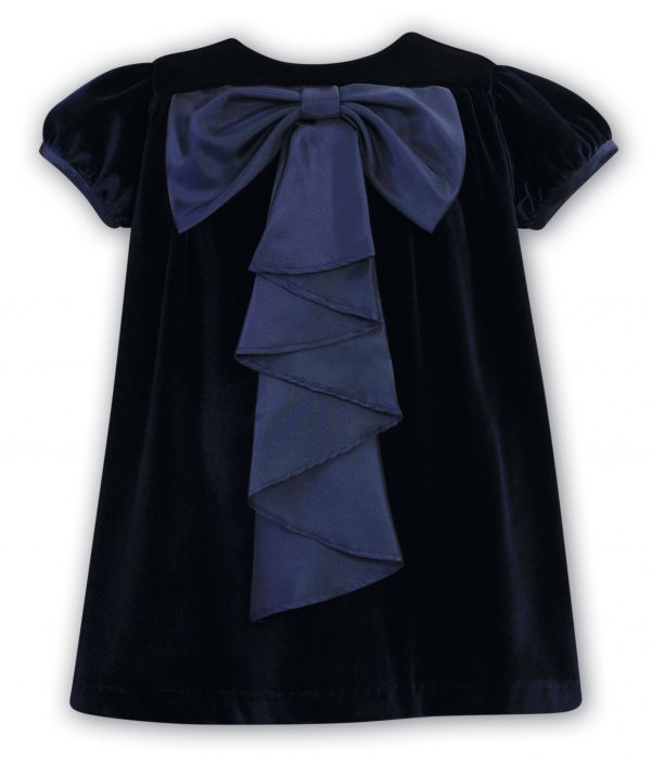 Sarah Louise girls navy velvet dress