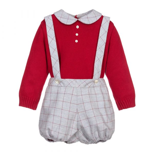 Boys Red and Grey Shorts Set by Sarah Louise