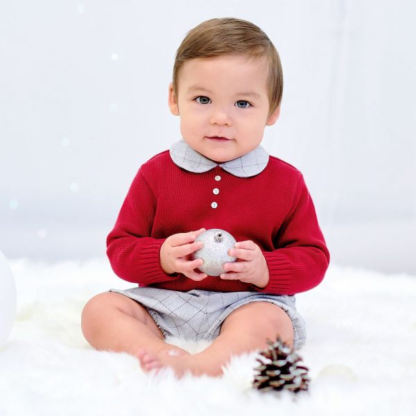 Boys Red and Grey Shorts Set by Sarah Louise