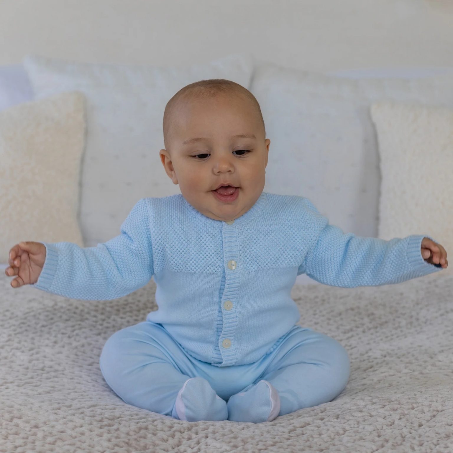 Babyhug Cotton Ankle Length Washed Denim Capris - Blue