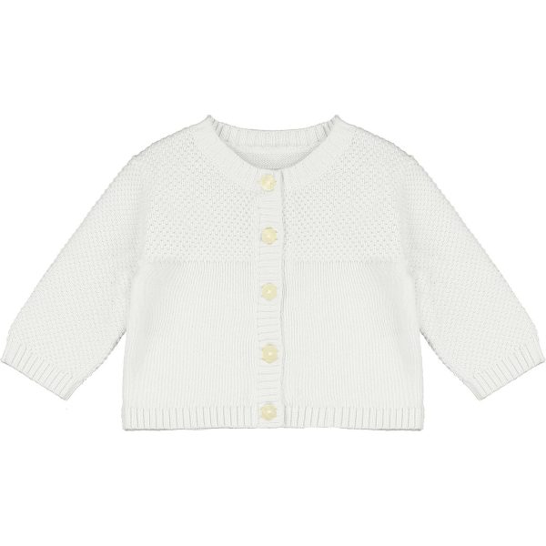 Cypress White Knit Baby Cardigan by Emile et Rose