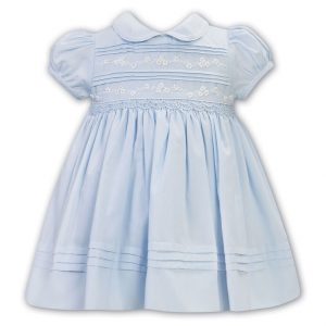 Blue Smocked Dress Short Sleeve Sarah Louise