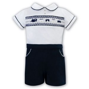 Boys Train Romper Navy 2 Piece Set Sarah Louise