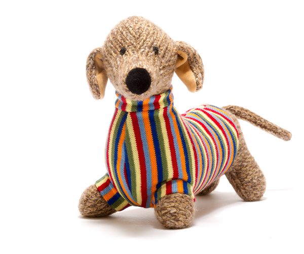 Large Knitted Sausage Dog Soft Toy by Best Years