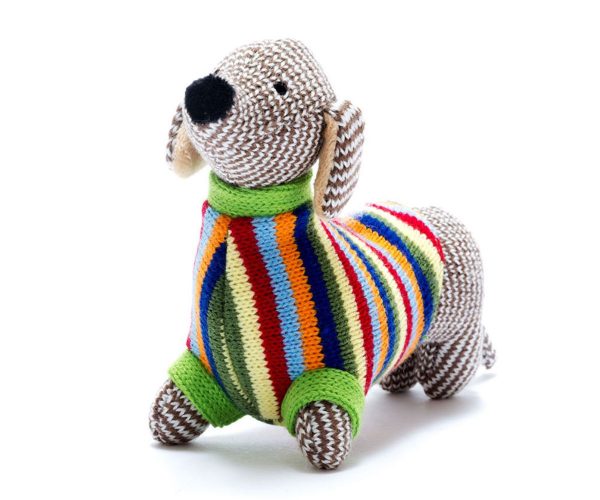 Knitted Sausage Dog Baby Rattle by Best Years