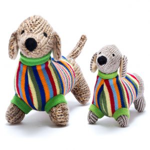 Knitted Sausage Dog Baby Rattle by Best Years