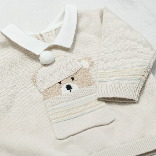 Hudson Stone Knit Teddy Outfit and Hat by Emile et Rose